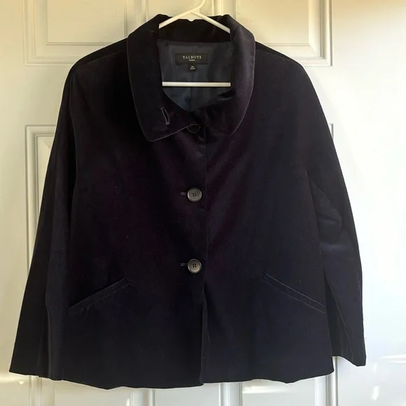 Talbots Navy Blue Velvet Jacket, Size 10 Petite - Picture 4 of 12